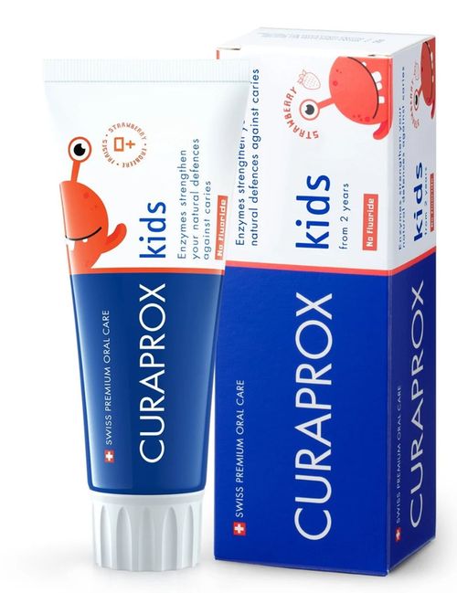 Детская зубная паста без фтора Curaprox Kids Strawberry (0+) 60 ml 