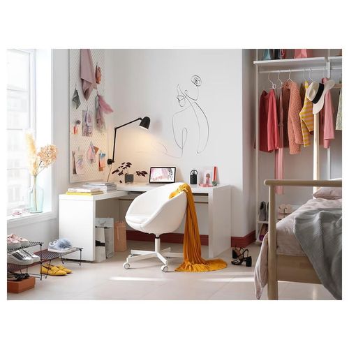 купить Офисный стол Ikea Malm с выдвижной панелью 151x65 White в Кишинёве 