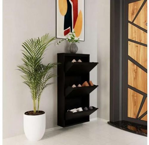 cumpără Raft pentru încălțăminte Trendy 3 Piece Metal-Black, 50x103x15cm în Chișinău 