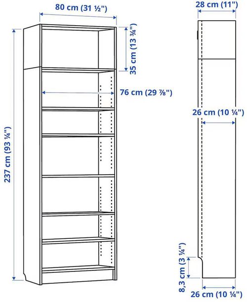 купить Офисный стеллаж Ikea Billy 80x28x237 (Alb) в Кишинёве 