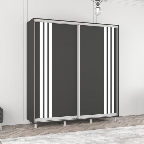 купить Шкаф Mobildor-Lux Арон с раздвижными дверцами с планками (180x60x200H см) Антрацит в Кишинёве 