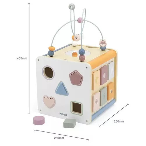 Деревянный бизикуб “Игровой куб 8 в 1” PolarB 