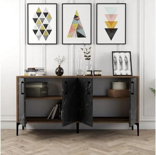 cumpără Casetieră Trendy Kiev 160, Nuc, Marmura Neagra 160x78x35cm în Chișinău 