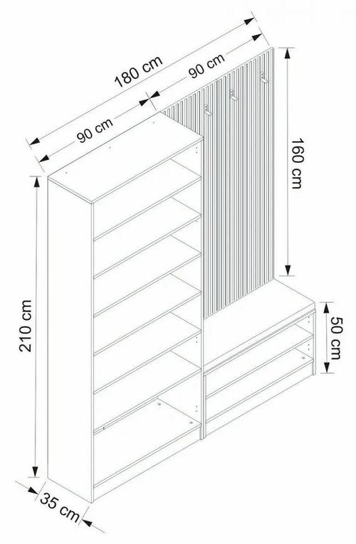cumpără Mobilă pentru antreu Trendy Noe-8289, 180x210x35cm (GTR003998) în Chișinău 