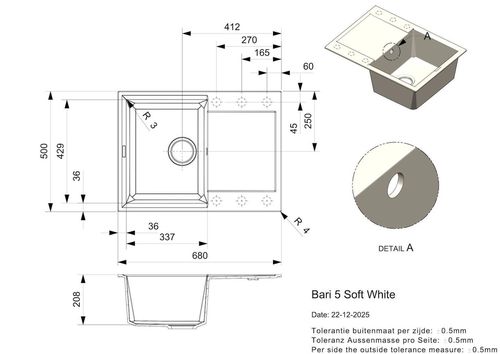 cumpără Chiuvetă bucătărie Reginox R41031 Bari 5 Soft White în Chișinău 