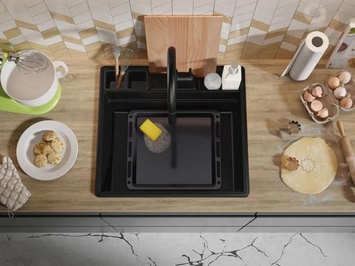 cumpără Chiuvetă bucătărie Primagran New York Multispace 60 Black + accesorii 580x530 MNAKC#N în Chișinău 