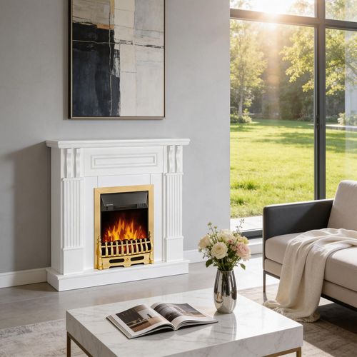 купить Камин электрический ArtFlame Veronix & Galileo Gold, 1000x1050x300mm, Alb в Кишинёве 