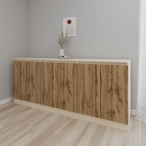 cumpără Comodă Smartex (16496) Т8 200cm Ivory+Stejar Inchis în Chișinău 
