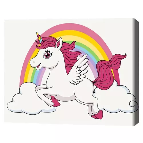 купить Картина по номерам BrushMe KBS7125FC 30x40 сm (fără cutie) Unicorn în culori de curcubeu в Кишинёве 