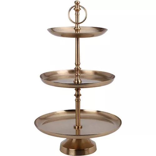 cumpără Tavă de bucătărie H&S 52461 Suport de servire 3 nivele D30cm H50cm, metal, auriu în Chișinău 