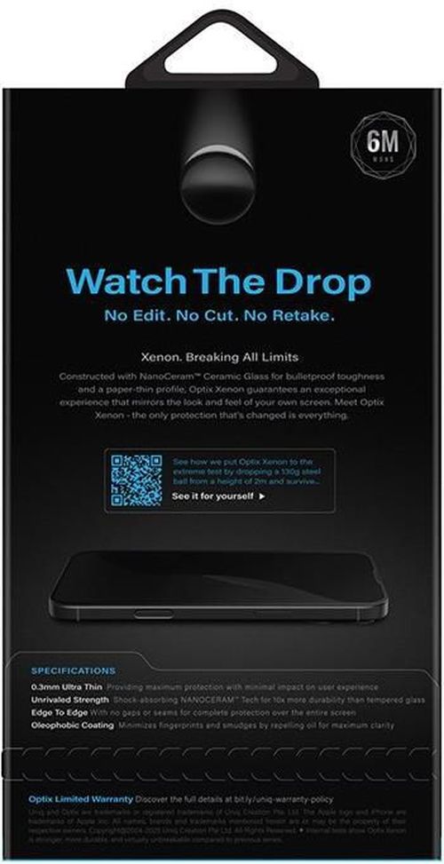 купить Стекло защитное для смартфона UNIQ Optix Xenon Nanoceram iPhone 16 Pro Max в Кишинёве 