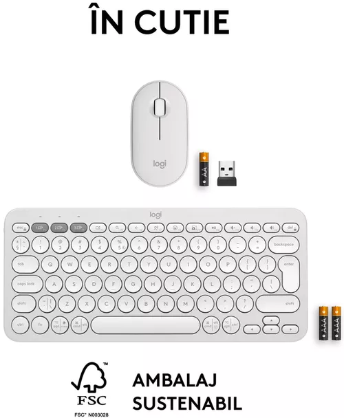 cumpără Tastatură + Mouse Logitech Pebble 2 Combo White în Chișinău 