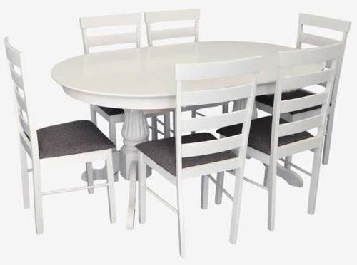 купить Комплект стол и стулья Evelin di Costacurta стол HV-33V White + 6 стульев Gloria White/NV-10WP Grey в Кишинёве 