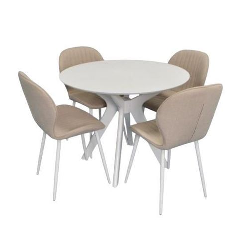 купить Комплект стол и стулья Evelin di Costacurta стол Raffles Round White + 4 стула YTC-064Wh Bjorn-24 Light beige в Кишинёве 