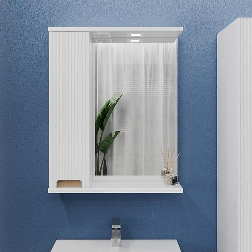 купить Зеркало для ванной Bayro Positano 600x750 левый белый мат в Кишинёве 