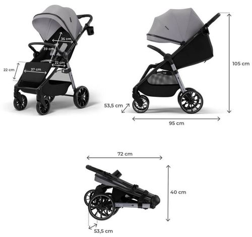 cumpără Сărucior pentru copii KinderKraft Grande 2 Moonlight Grey (KSGRAN02GRY0000) în Chișinău 