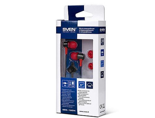 cumpără SVEN SEB-190M Earphones with microphone, Red/Black, 20-20,000 Hz, Mic 100-10000Hz, 96dB, 16 Ohm, 1.2m, www în Chișinău 