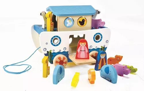 купить Игрушка каталка Hape E8049 Jucarie-sorter de tras cu șiret Arca lui Noe в Кишинёве 