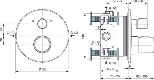 купить Смеситель для ванны Ideal Standard CERATHERM T100 Rotunda 2 cai A5814XG в Кишинёве 
