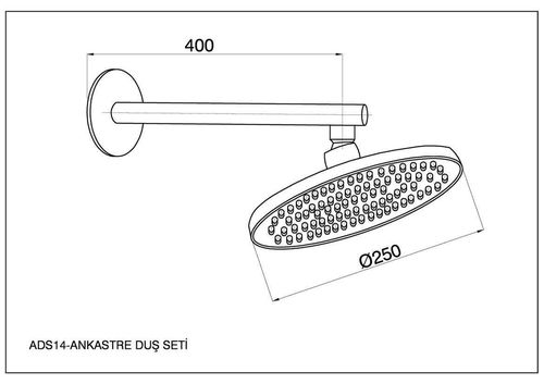 купить Верхний душ GPD ADS14 cap de dus rotund D250 cu brat din perete в Кишинёве 