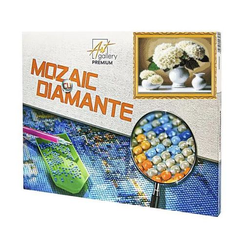 купить Картина по номерам Art Gallery GB87777 Mozaic cu diamante 30x40cm Hortensii albe в Кишинёве 