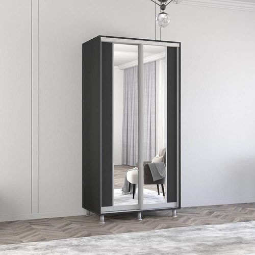 cumpără Dulap Mobildor-Lux Aron cu uși glisante cu oglindă vertical (120x60x240H cm) Anthracite în Chișinău 
