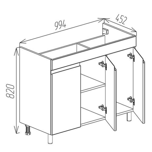 купить Шкаф под умывальник Bayro Studio Duo под умыв. Argo 1000, белый мат в Кишинёве 
