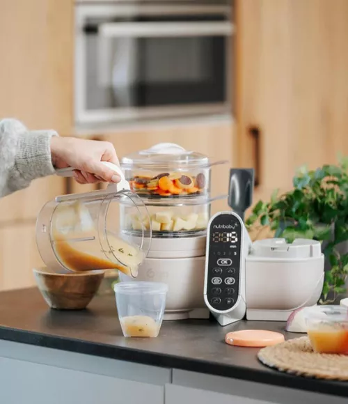 cumpără Aparat de gatit cu abur si blender Babymoov A001135 Robot multifunctional 5 in 1 Nutribaby+ Mineral Beige în Chișinău 