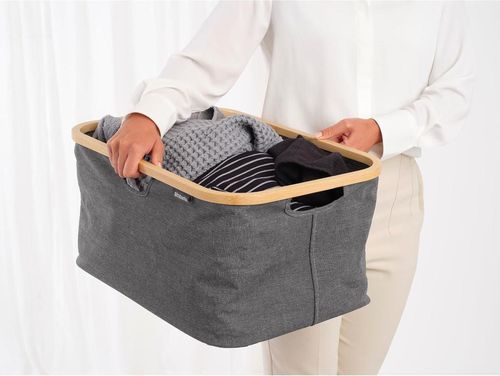 cumpără Coș pentru rufe Brabantia 23 27 25 Linn 40L, Pepper Black, Foldable în Chișinău 