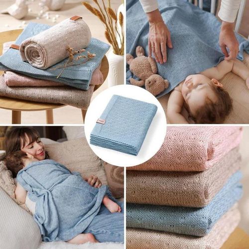 купить Комплект подушек и одеял BabyOno 1673/04 Patura de bambus tricotata /albastru/ в Кишинёве 