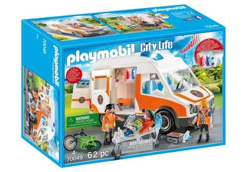 cumpără Set de construcție Playmobil PM70049 City Life Ambulance with Light and Sound Multi-Coloured în Chișinău 