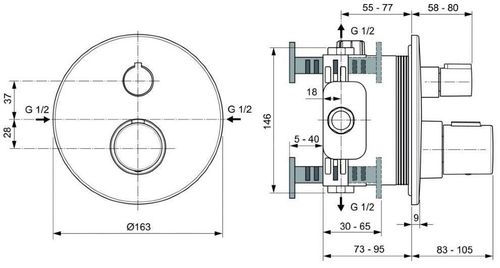 cumpără Baterie de duș Ideal Standard CERATHERM T100 Brushed Gold A5813A2 în Chișinău 