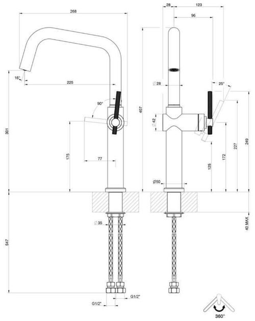 купить Смеситель кухонный Gessi 60650-149 Habito Finox Brushed Nickel в Кишинёве 