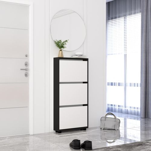 купить Полка для обуви Mobildor-Lux Leo Slim 100x16x125H cm Anthracite/White в Кишинёве 