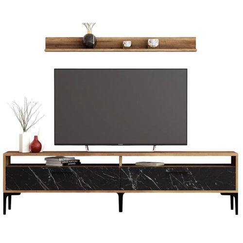 cumpără Comodă TV Trendy Istanbul, Nuc, Marmura Neagra 180x47x35cm în Chișinău 