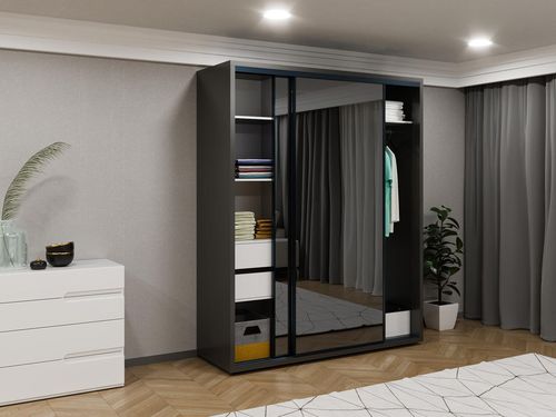 купить Шкаф Bayro Parma Graphite 1800x2250x600 антрацит, купе в Кишинёве 