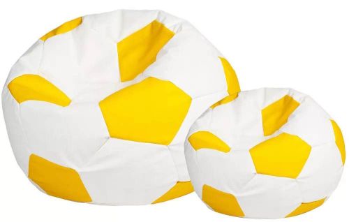 купить Кресло-мешок BeanBag BM6027, Mяч из экокожи Ares, L, белый с желтым в Кишинёве 