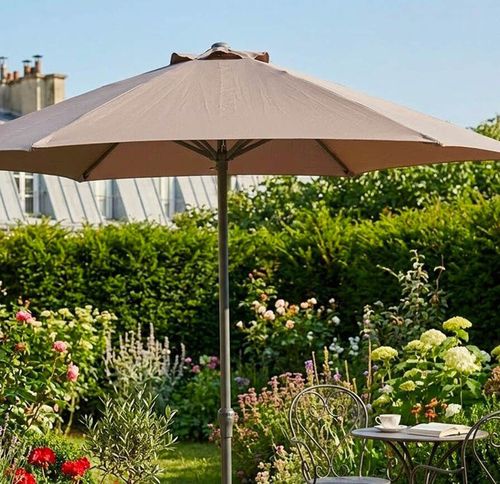 cumpără Umbrelă de gradină Holland 57448 Umbrela de soare D230cm, 6 spite arcuite, marou-gri, husa în Chișinău 