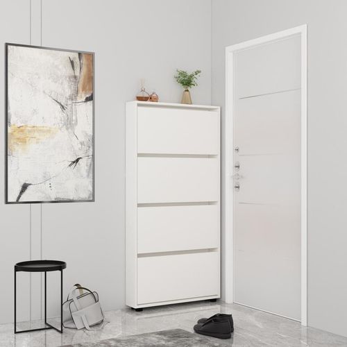 купить Полка для обуви Mobildor-Lux Leo Slim 70x16x164H cm White в Кишинёве 