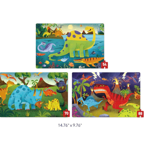 Seria de puzzle-uri Mideer „Era dinozaurilor”, 3 în 1, nivelul 4 