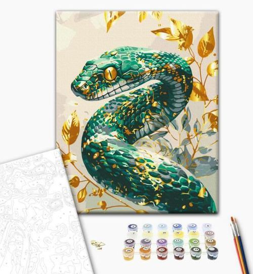 cumpără Tablou pe numere BrushMe BS54118 (în cutie) Șarpe smarald cu culori metalizate în Chișinău 