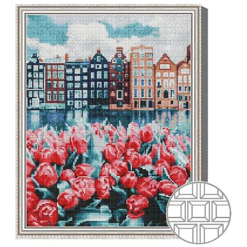 cumpără Tablou pe numere Art Gallery QB205865 Mozaic cu diamante patrate 40x50cm Lalele in Amsterdam în Chișinău 