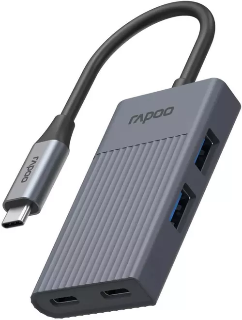 купить Переходник для IT Rapoo 226496 UCH-4013 USB-C Hub, USB-C to USB-A and USB-C, grey в Кишинёве 