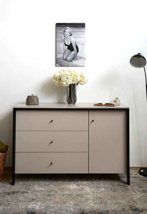 купить Комод Fabrik Home Clay 3 ящика + 1 дверь (c подсветкой) Кашемир в Кишинёве 