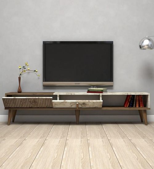 cumpără Comodă TV Trendy Milano, Nuc, Marmura Alba 180x40x35cm în Chișinău 