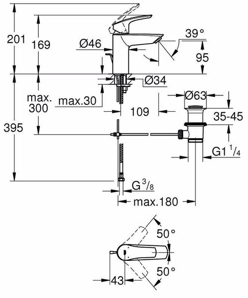 купить Смеситель для умывальника Grohe Eurosmart OHM lavoar S 33265003 в Кишинёве 