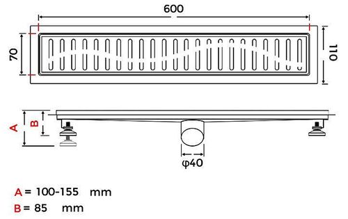 купить Душевой трап Gappo Душевой канал GAPPO G 86007-3 INOX 70x600 в Кишинёве 