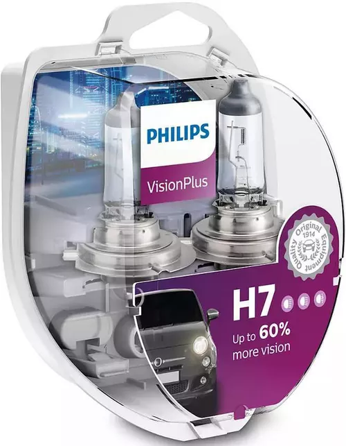 купить Автомобильная лампа Philips H7 12V 55W PX26D VISIONPLUS +60% (к-кт 2шт.) (12972VPS2) в Кишинёве 