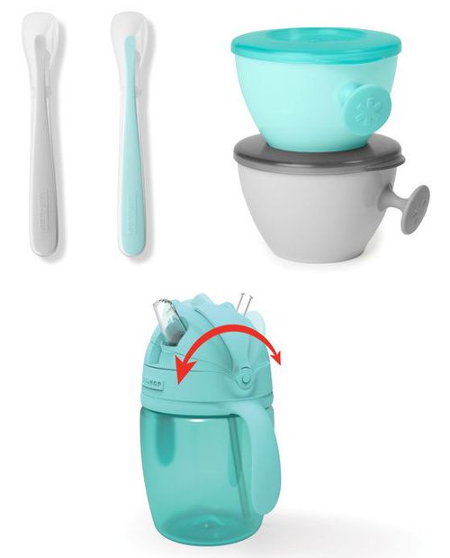 Set de hranire Skip Hop Easy-Feed (sticla cu pai, 2 lingurite, 2 boluri ergonomice) 