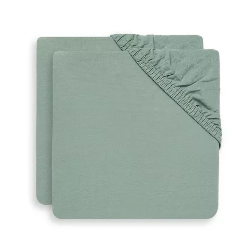 cumpără Lenjerie de pat pentru copii Jollein 2511-507-00095 Cearsaf cu elastic Jersey Ash Green, 120x60cm, 2buc în Chișinău 